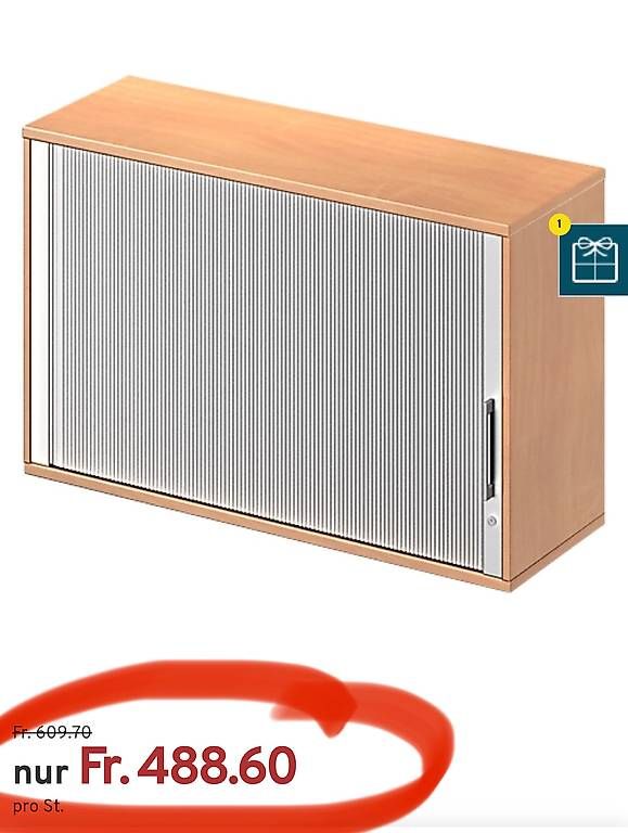 Schränke: Aufsatz-Querrolladenschrank,2 OH, B 1200, Buche-Dekor – Neu und originalverpackt aus Necker von liq24 1