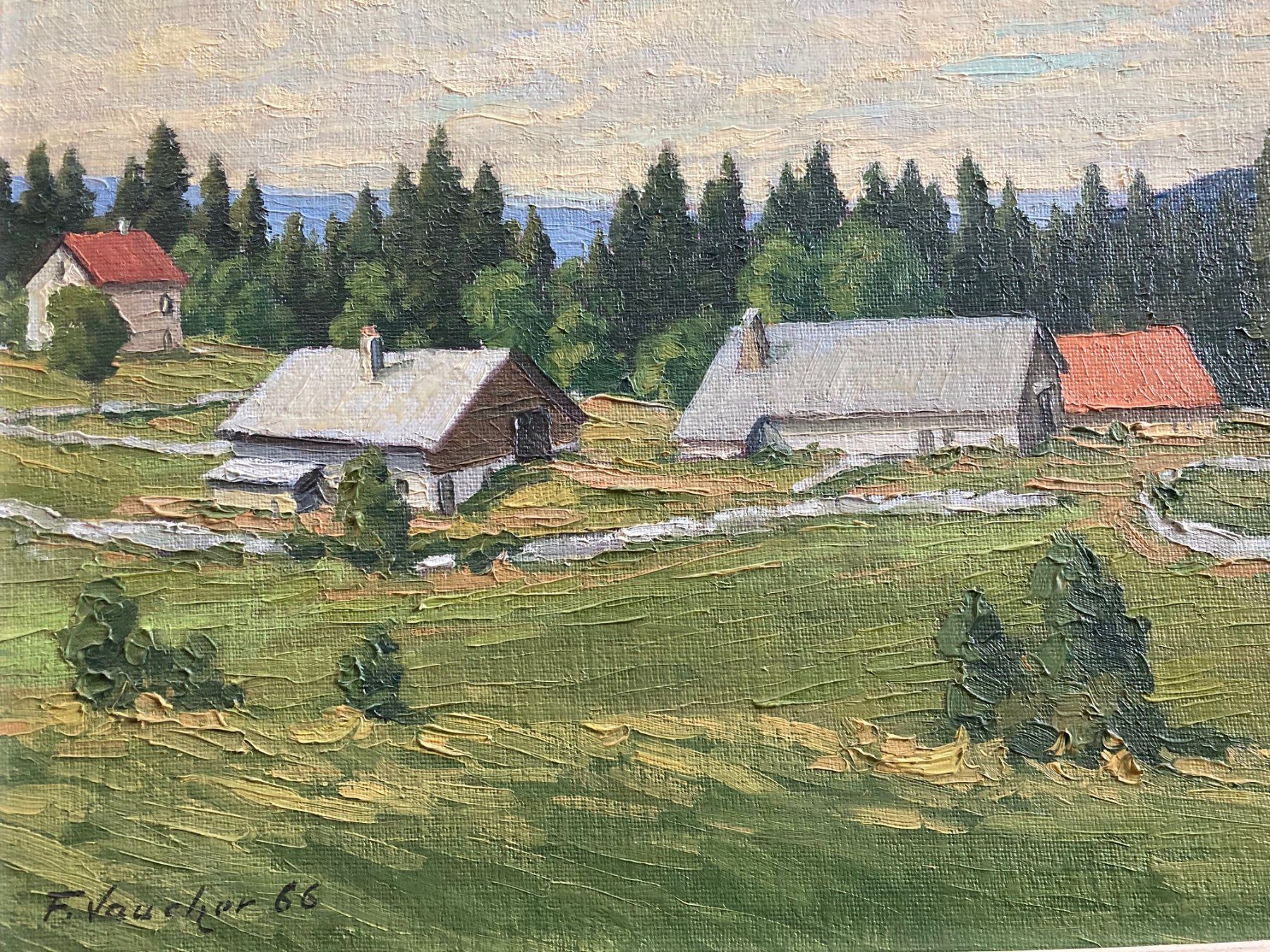 Dipinti: Tableau de Fernand Vaucher, Les Bourquins-de-Vent. – Usato da La Chaux-de-Fonds venduto da venteperso5 1