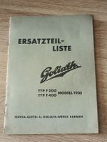 Ersatzteile Liste Goliath Typ F200 Typ F400 Modell 1935
