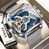 Herrenuhr Analog Digital wasserdicht Chronograph Edelstahl