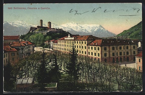 Ansichtskarten: AK Bellinzona, Caserma e Castello – Gebraucht aus Berlin von bartko-reher