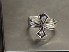 Silberring Kreuz Gr. 50/51/52/5 mit Zirkonia Steine 925er