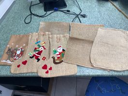 div. Jute Säckli/Strümpfe zum Befüllen Weihnachten Deko