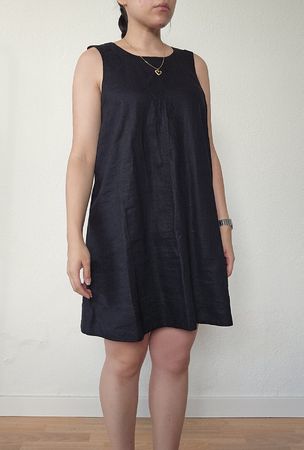 Minimalistisches Leinenkleid 100% Leinen schwarz Gr. M