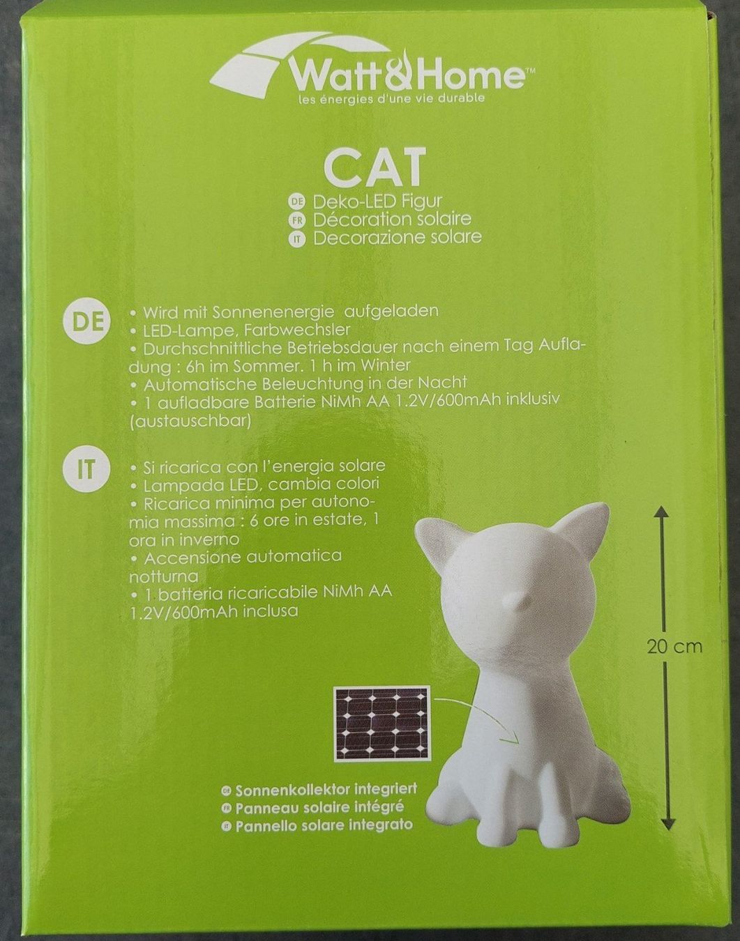 Statuette: LED Solar Katze mit Farbwechsel NEU! – Nuovo e nell'imballaggio originale da Schongau venduto da lanobe 3