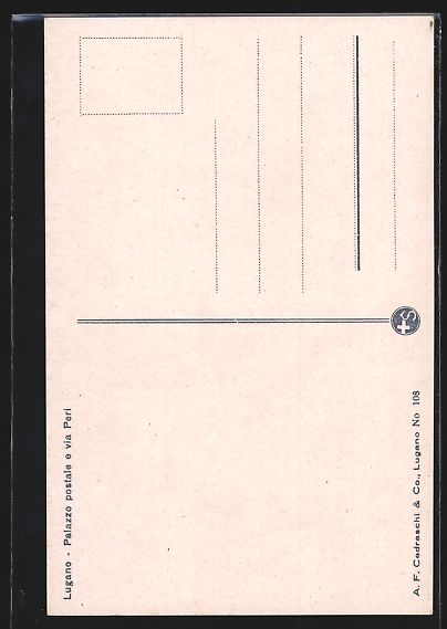 Cartoline postali: AK Lugano, Palazzo postale e via Peri – Usato da Berlin venduto da bartko-reher 1