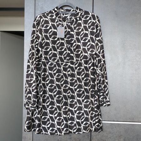 🐸 NILE LONG BLUSE VISKOSE SEIDE S RAFFINIERTES MUSTER