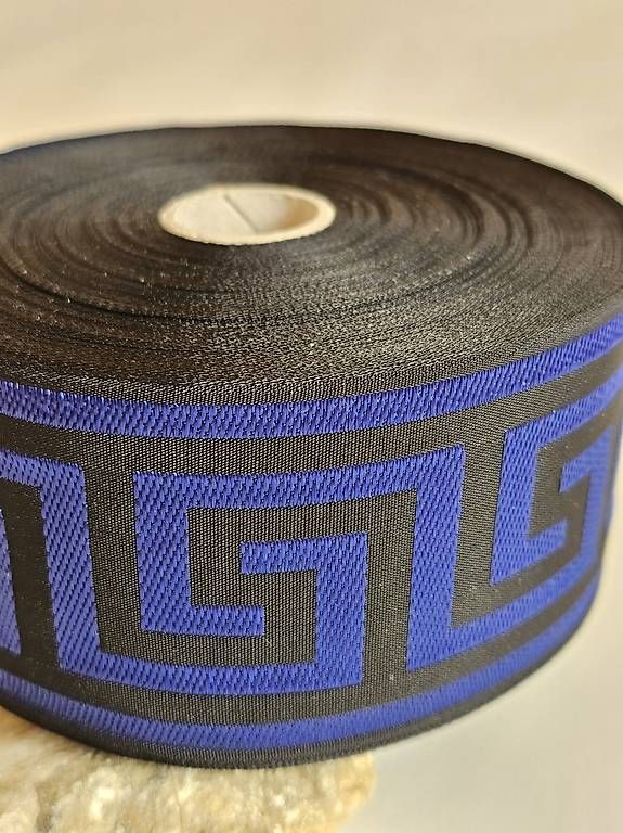 Tessuti: 8.9 m Schwarzes Band mit blauem Muster B:5cm – Usato da Luzern venduto da ker_lj92