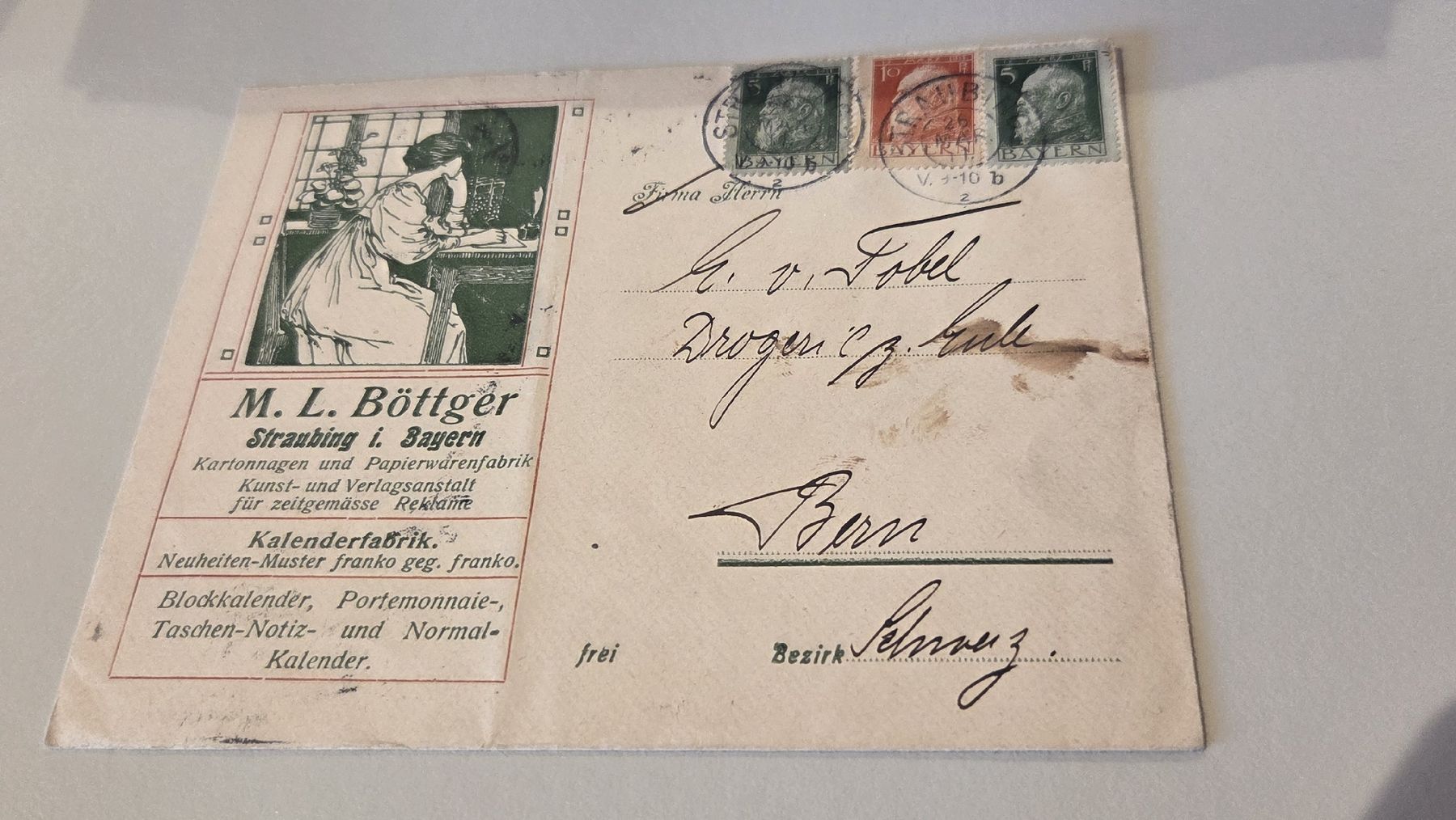 Alle Briefmarken: 1911 Geschäftsbrief Bayern – Gebraucht aus Arni AG von Moth68