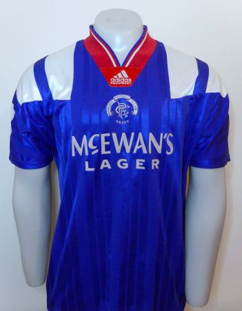 Rangers Glasgow, 1992-94, maillot vintage football, taille M