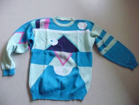 Pullover bunt gemustert blau Grösse XL