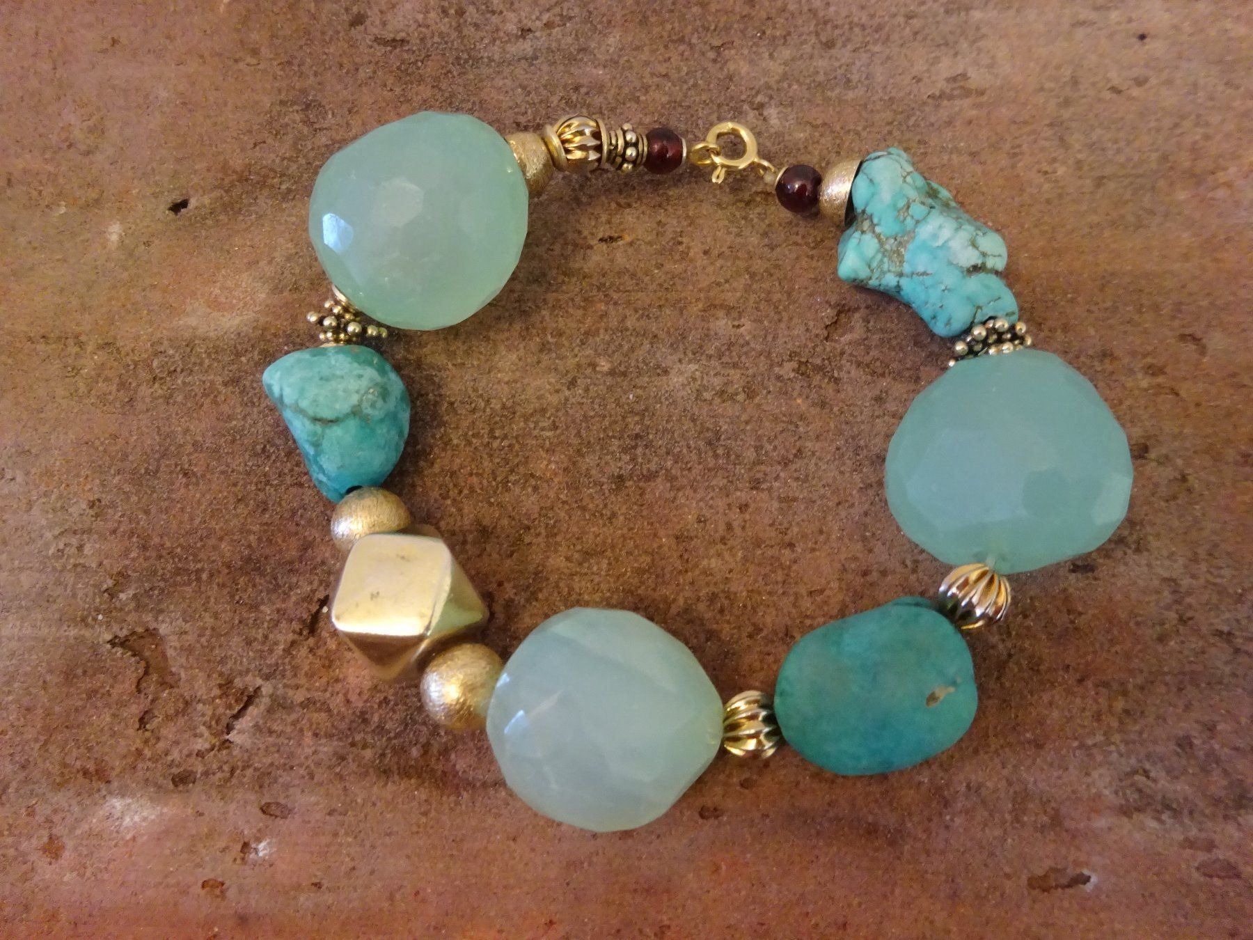 Bracciali & Braccialetti: Armband Chrisopras Türkis Granat – Usato da Esslingen venduto da FetteSchnecke 6
