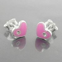 Herz rosa Kinderohrstecker 925 Silber