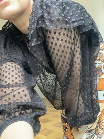 Magnifique haut noire à pois, style vintage, taille M