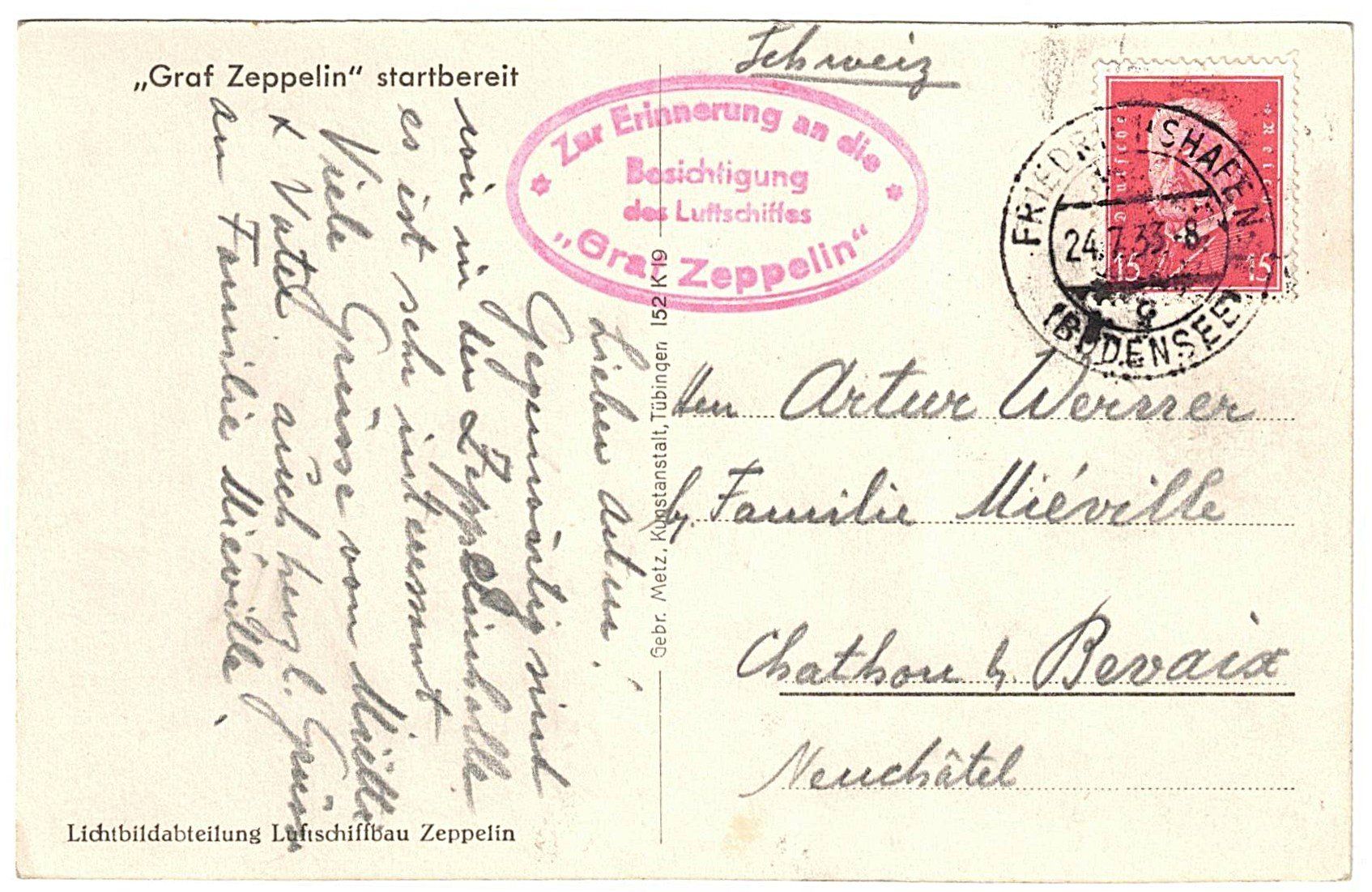 Cartoline postali: Luftschiff "Graf Zeppelin" in Halle - Zeppelin Stempel - 193 – Usato da Gossau ZH venduto da granby 1