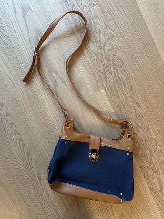 Umhängetasche Leder und Jeansstoff, wie neu