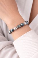 Perlenarmband Grau Silber 8 cm