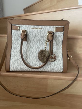 Tasche Michael Kors Logo Beige Leder Damen