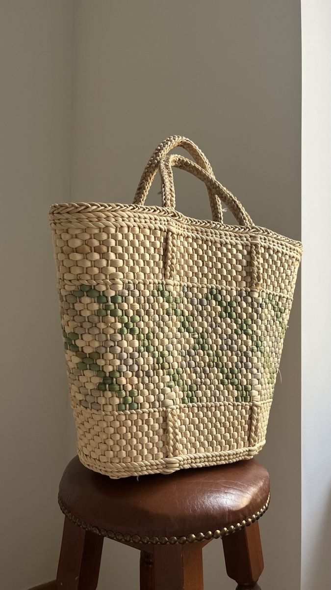 Altro per la casa: VINTAGE HANDMADE RAFFIA GREEN MAXI BAG – Usato da Lugano venduto da yul_fhg2 3