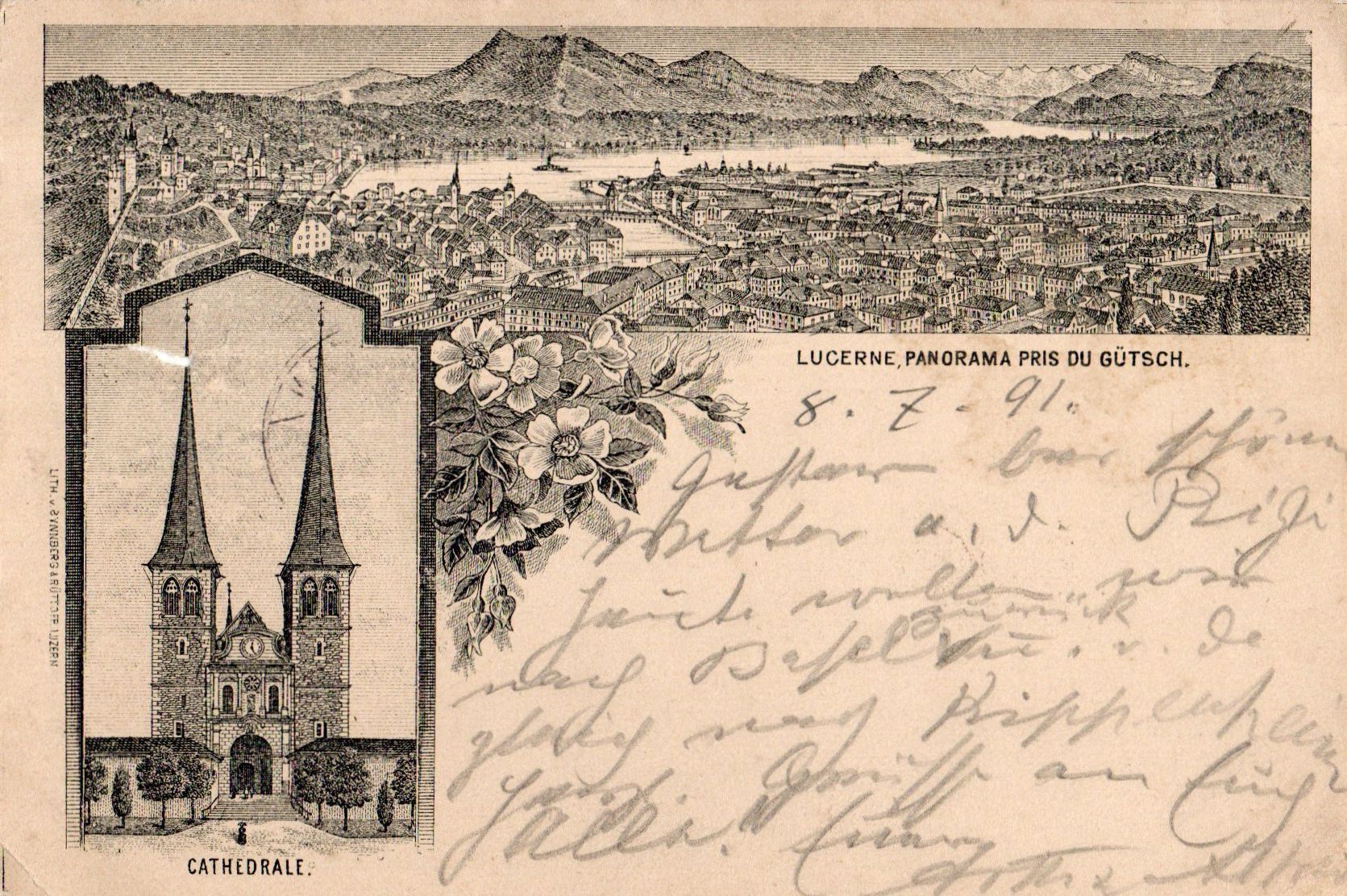 Ansichtskarten: Lucerne - Panorama pris du Gütsch – Gebraucht aus Melano von pisonsdro