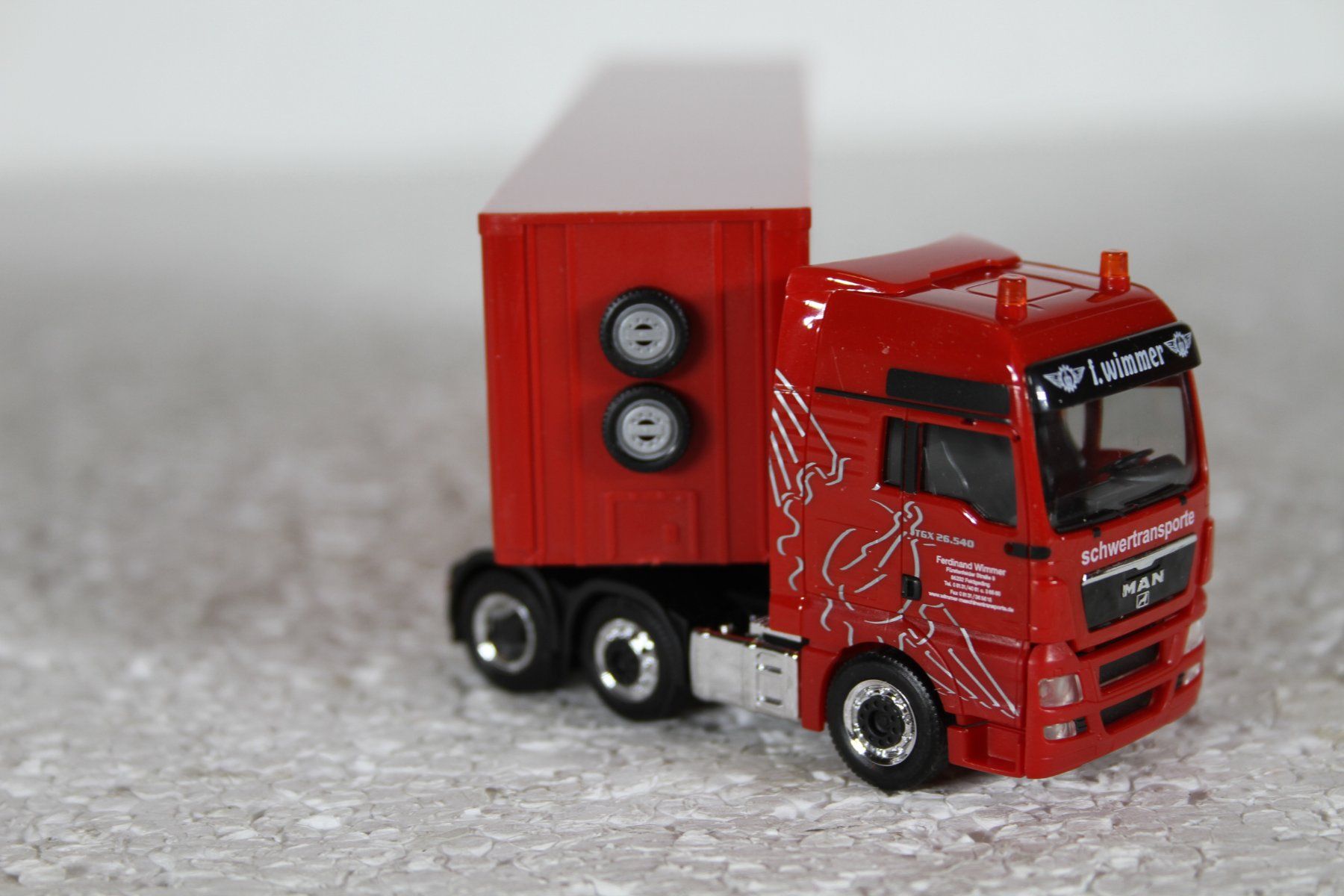 Herpa Modellini d'auto: Herpa MAN Sattelzug Schwerlastzug Wimmer – Usato da Triesen venduto da gleis8 5