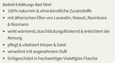 Altro per la cura del corpo: Badeöl Erkältung 50 ml – Nuovo e nell'imballaggio originale da Münchwilen TG venduto da Caroline_T. 1