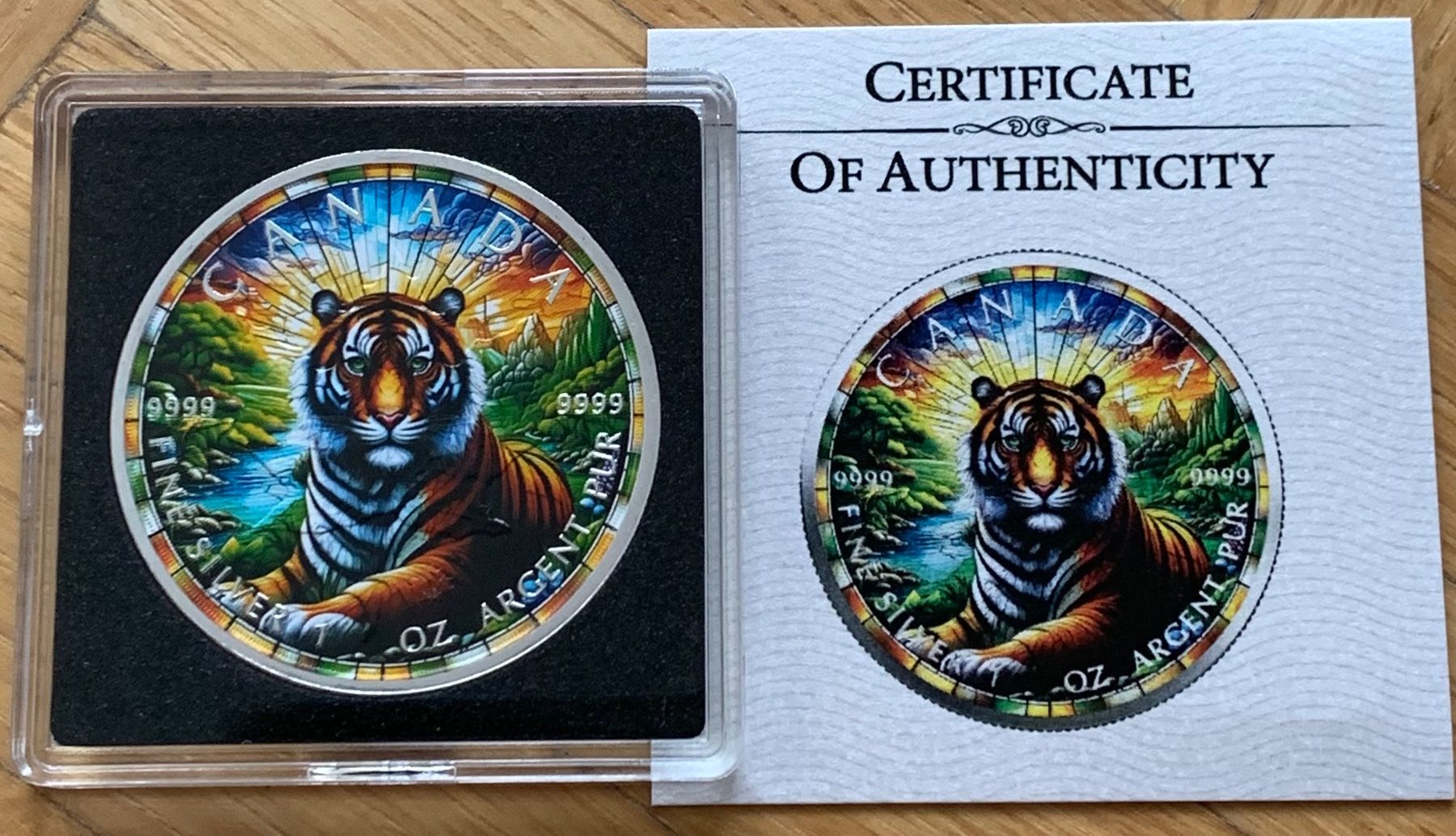 Alle Münzen: Maple Leaf 2025  Farbiger Round Stained Glass TIGER 1 oz. – Neu (gemäss Beschreibung) aus Wetzikon ZH von Nicki6 1