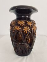 Holzvase geschnitzt Thailand Teakholz