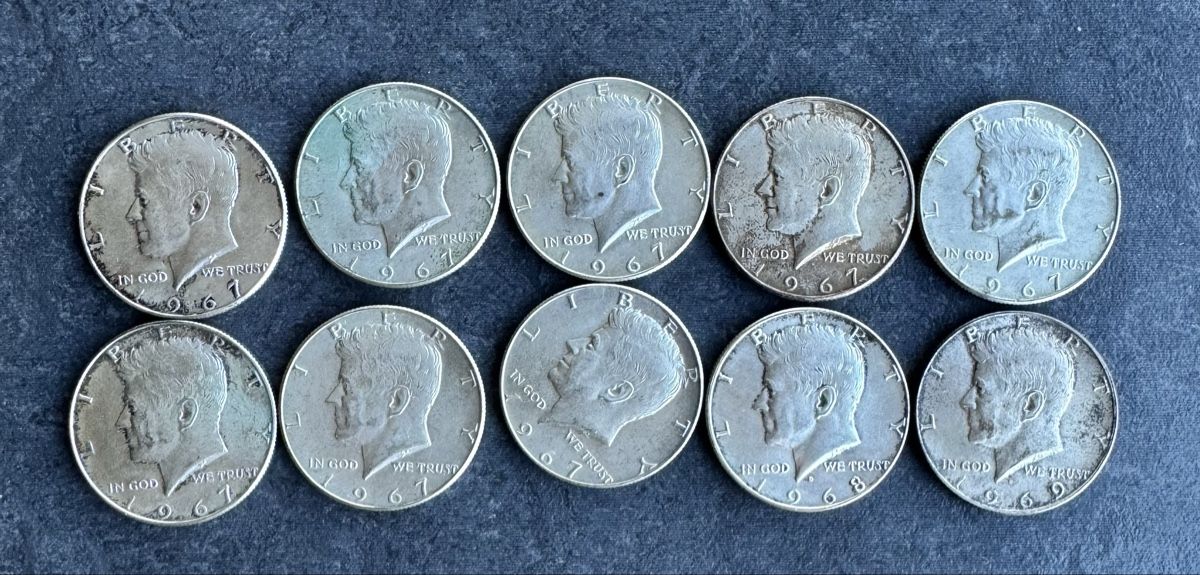 Alle Münzen: 10 x 1/2 Dollar Kennedy Silber – Gebraucht aus Meilen von coins4sale