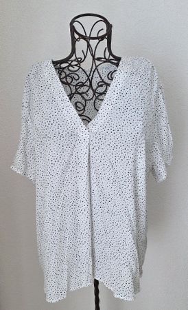 Kurzarm Blusen Shirt,weiss/schwarz,Gr.XL