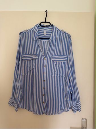 Damen Bluse gestreift blau weiss Grösse L Zustand gut