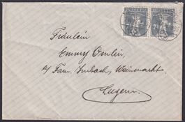 1918, 138II (im PAAR) auf Brief: Bahnpost nach LUZERN, 60.-+
