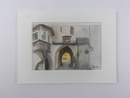 Original Aquarell Bild vom Stadt Zug