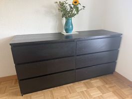 Commode IKEA MALM 6 tiroirs noir-brun  excellent état-