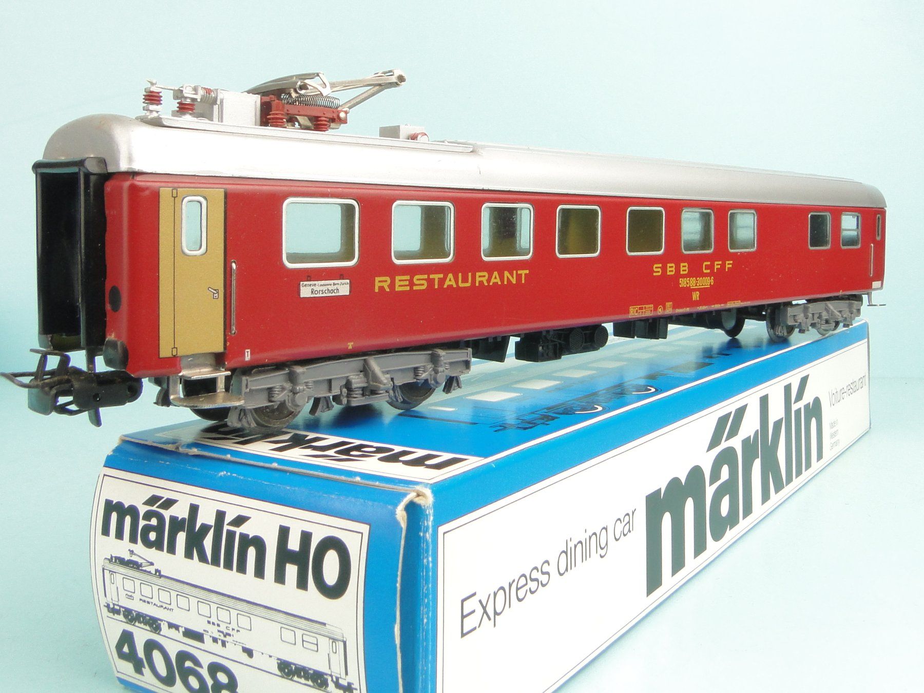 Märklin Modellini di ferrovie: Märklin 4068 SBB Restaurant, Blech – Usato da Bülach venduto da cann11