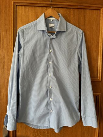 Seidensticker Slim Fit Shirt, Size 40, Light Blue Check
