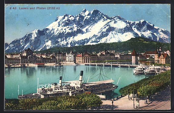 Ansichtskarten: Luzern, Ortsansicht mit Binnenschiffen,  – Gebraucht aus Berlin von bartko-reher