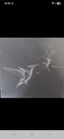 Schieferplatte 20x 20 mit Kolibri