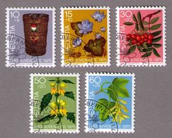 1975_J252-256_PRO JUVENTUTE_ZIERPFLANZEN des Waldes_ET !