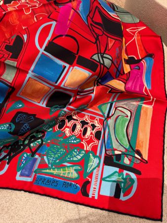 HERMES SEIDENTUCH 90 ROT