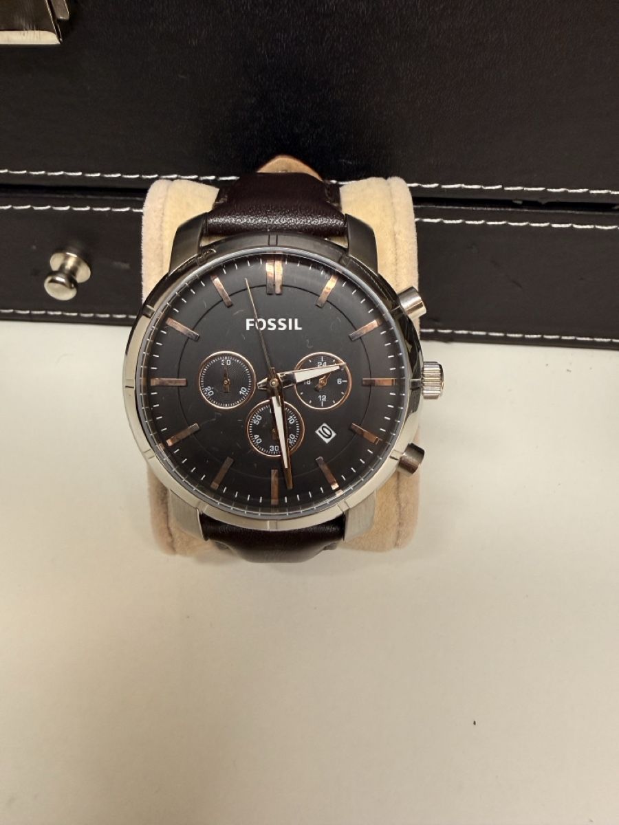 Fossil Ersatzarmband 24 Mm Aus Leder, Schwarz – Originalersatzteil Mit Dornschließe Für Fossil Uhren