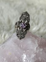 Vintage Silberring 925 mit lila Stein
