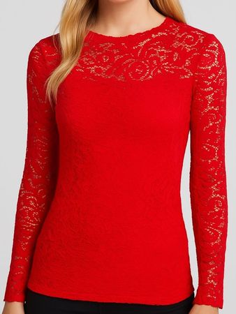 XS Bluse rot Gr 34 damen sexy elegant spitze 98 Romantik