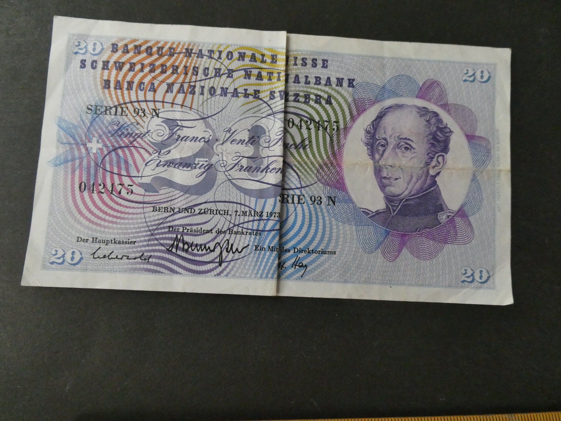 Banconote: Schweiz 1973, 20 Franken – Usato da Hinterforst venduto da Rohusri