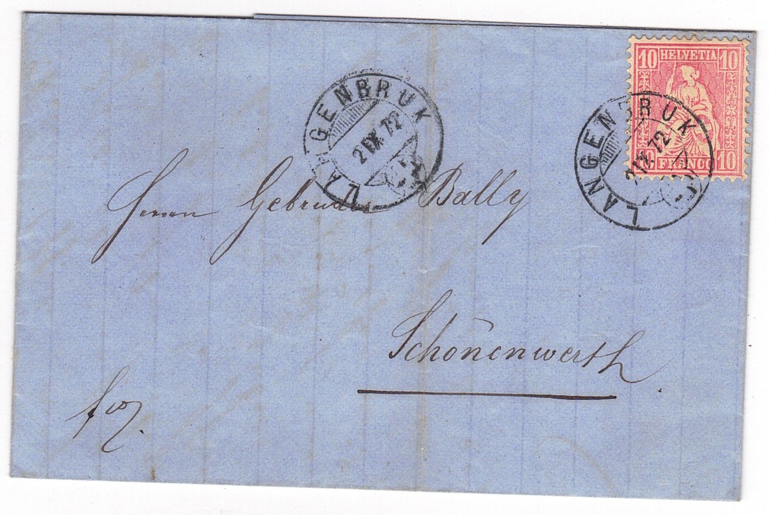 Tutti i francobolli: lettre de Langenbruk pour Schonenwerth le 2.IX.72 – Usato da La Tour-de-Peilz venduto da amjust