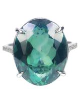 14K Weissgold Ring mit 12.92ct grünem Topas