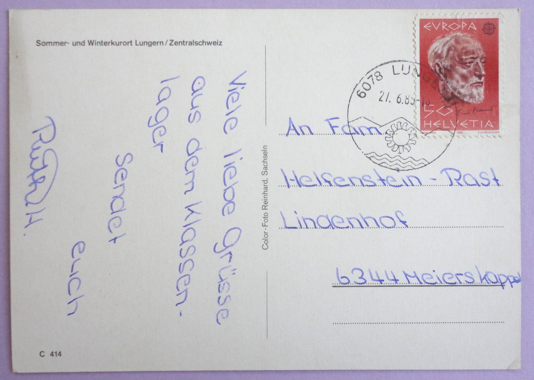 Cartoline postali: Lungern / Zentralschweiz – Usato da Fétigny venduto da Billy2miny 1