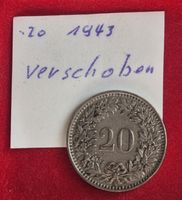 Abart 20 Rappen 1943 Vorz+ 20 ° verschoben