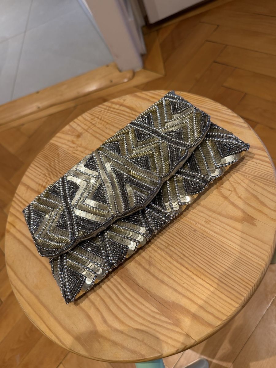 New Look Taschen für Damen: NEW LOOK Clutch Bag Beaded Sequin Pattern Silver – Neu (gemäss Beschreibung) aus Genève von jud_xrl8 1