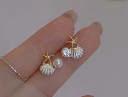Sommer Ohrstecker mit Muschel und Seestern